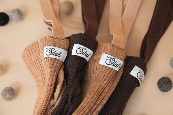 Silly Silas Unisex Woollen Tights with Braces (Espresso Brown)