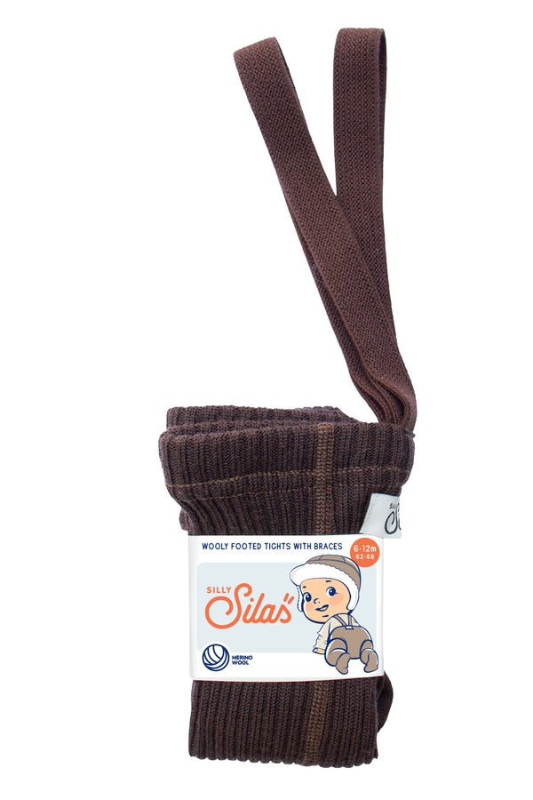Silly Silas Unisex Woollen Tights with Braces (Espresso Brown)
