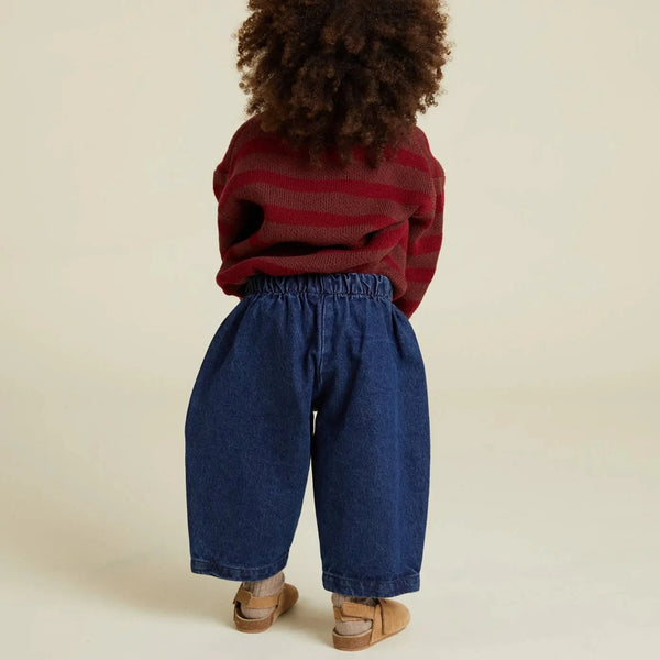 Wave Contrast Denim Cotton Trouser