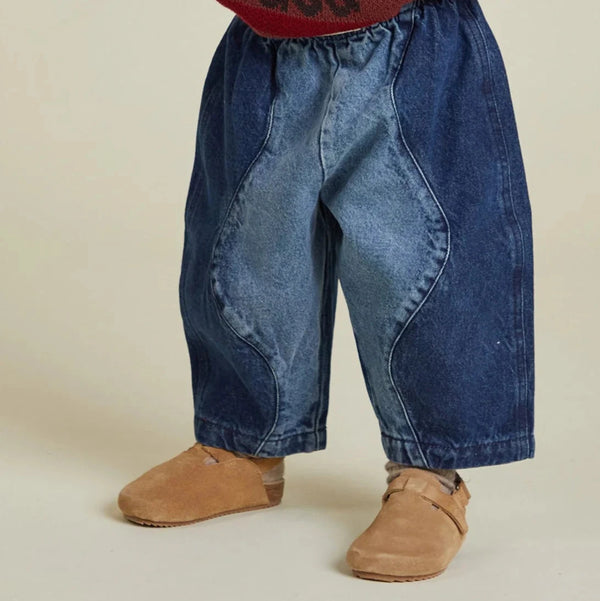 Wave Contrast Denim Cotton Trouser