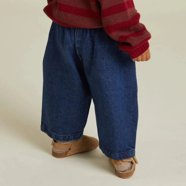 Wave Contrast Denim Cotton Trouser