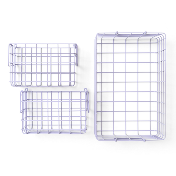 Coated Steel Wire Storage Baskets (Lilac)