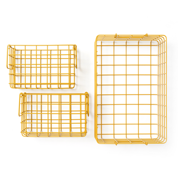 Coated Steel Wire Storage Baskets (Mustard)