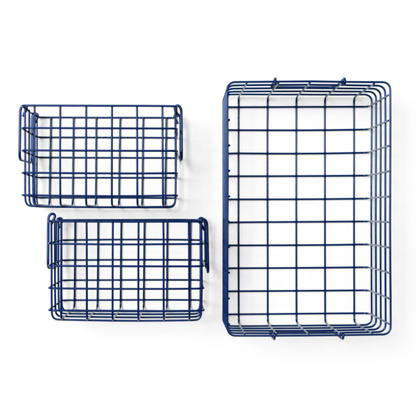 Coated Steel Wire Storage Baskets (Navy)