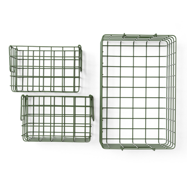 Coated Steel Wire Storage Baskets (Olive)