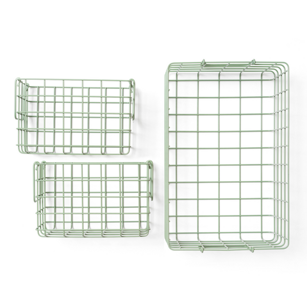 Coated Steel Wire Storage Baskets (Sage)