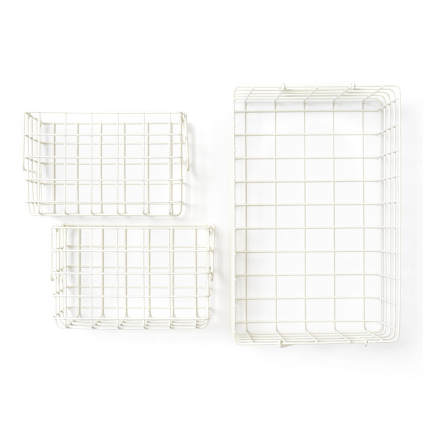 Coated Steel Wire Storage Baskets (Chalk)