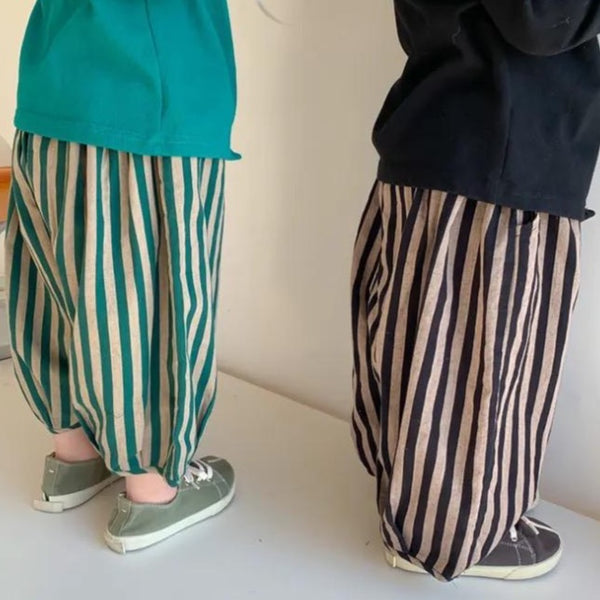 Della Oversized Stripe Trousers (Black)