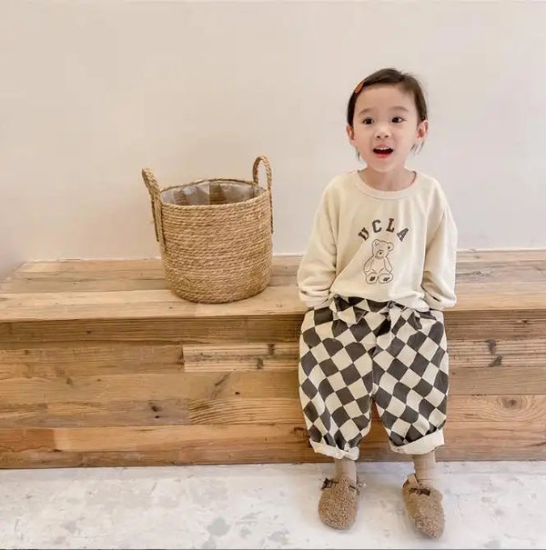 Neve Diamond Checkerboard Jeans (Charcoal)