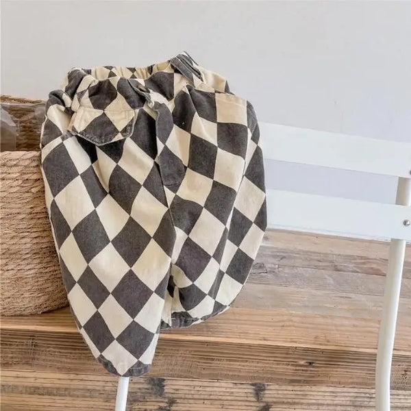 Neve Diamond Checkerboard Jeans (Charcoal)