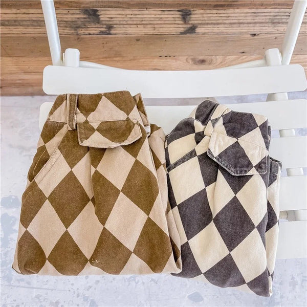 Neve Diamond Checkerboard Jeans (Charcoal)