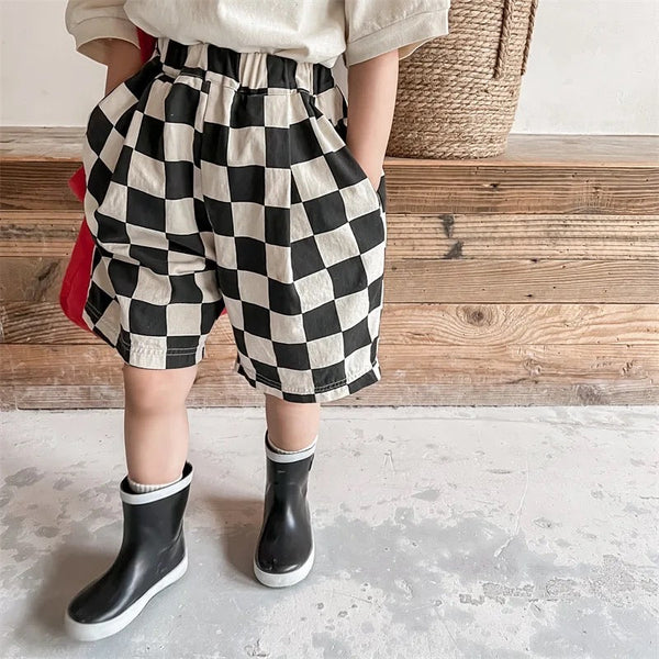 Dele Checkerboard Cotton Shorts (Black)
