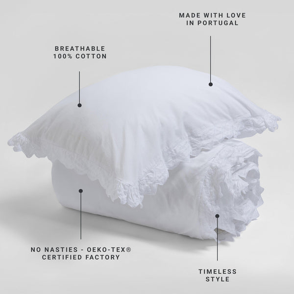 White Valerie 100% Cotton Duvet Cover