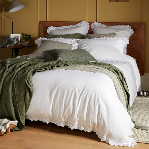 White Valerie 100% Cotton Duvet Cover