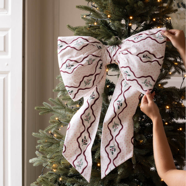Christmas Berry Ribbons Hanging Bow
