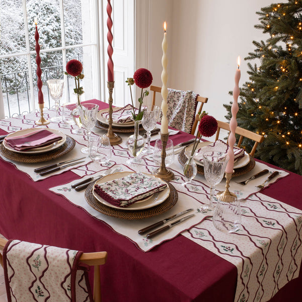 Organic Cotton Napkins, Set of 2 (Berry Ribbons)