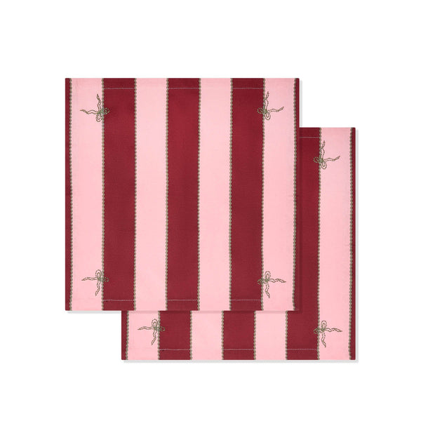 Organic Cotton Bold Stripe Napkins, Set of 2 (Burgundy)