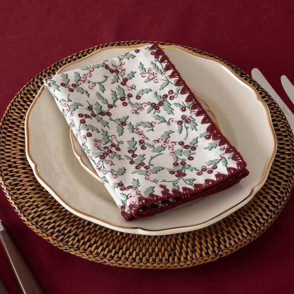 Organic Cotton Napkins, Set of 2 (Berry Vines)