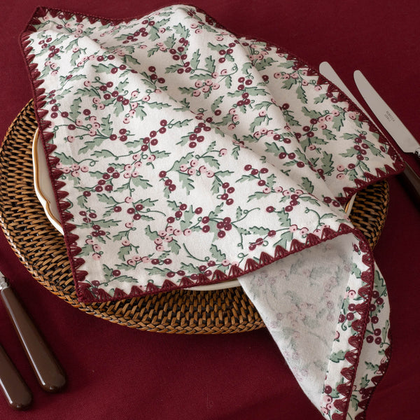 Organic Cotton Napkins, Set of 2 (Berry Vines)