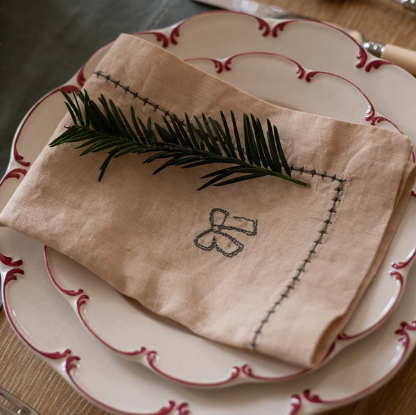 Embroidered Linen Napkins, Set of 2 (Natural)