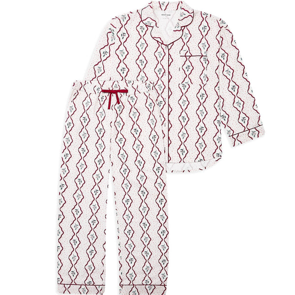Women's Organic Cotton Flannel Christmas Pyjamas (Berry Ribbons)