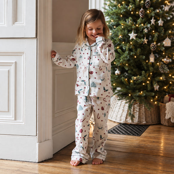 Organic Cotton Flannel Christmas Pyjamas (Christmas Carousel)