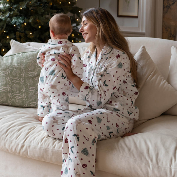 Women's Organic Cotton Flannel Christmas Pyjamas (Christmas Carousel)