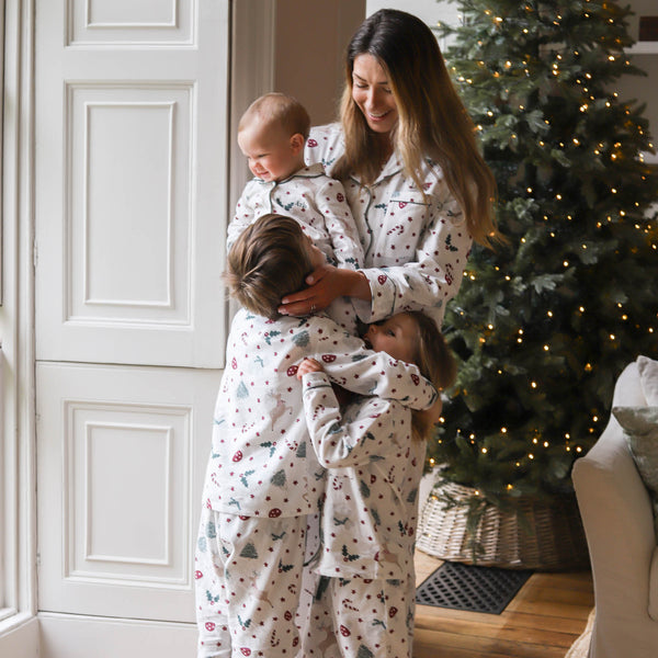 Women's Organic Cotton Flannel Christmas Pyjamas (Christmas Carousel)