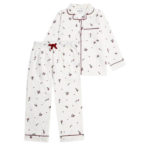Organic Cotton Flannel Christmas Pyjamas (Holly Scatter)