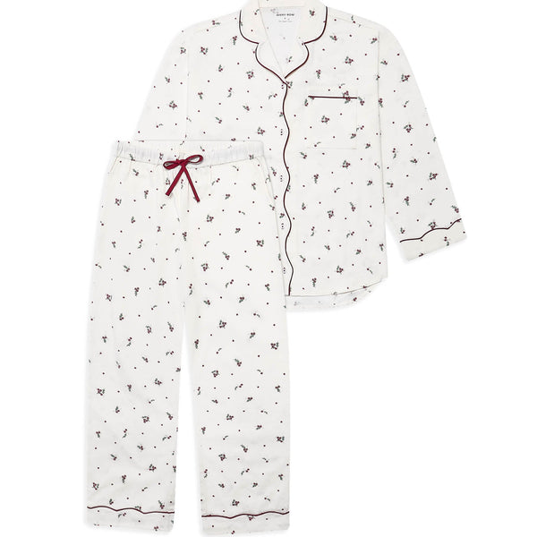 Women's Organic Cotton Flannel Christmas Pyjamas (Holly Scatter)