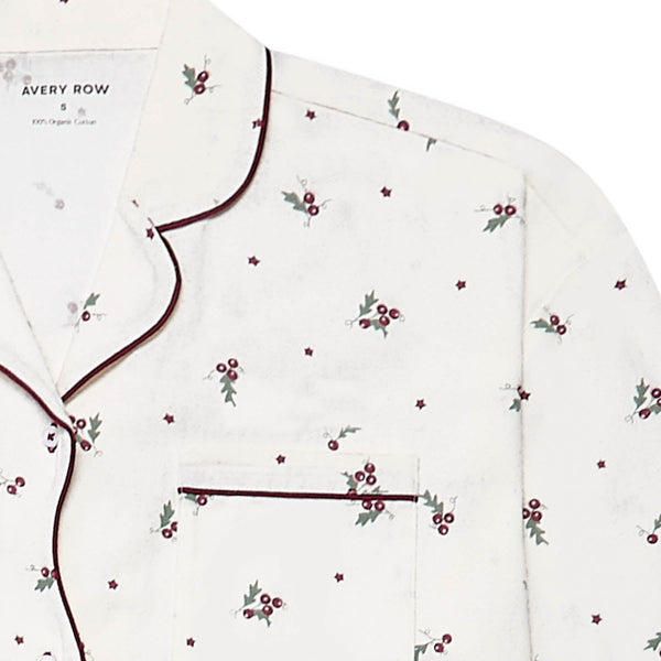 Women's Organic Cotton Flannel Christmas Pyjamas (Holly Scatter)