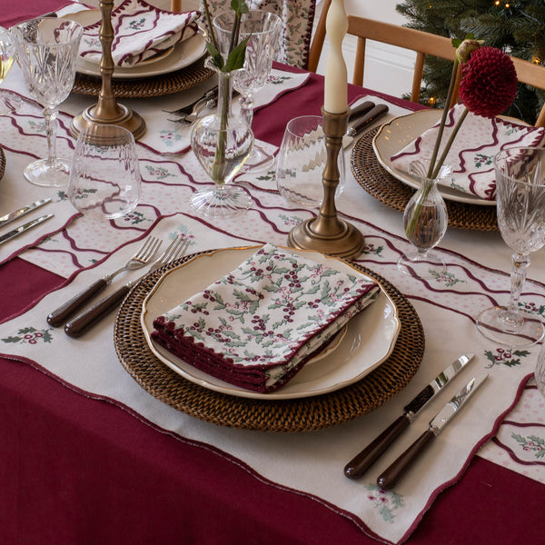 Organic Cotton Place Mats, Set of 2 (Berry Ribbons)