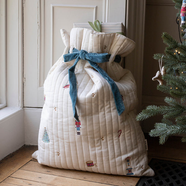Nutcracker Embroidered Christmas Present Sack