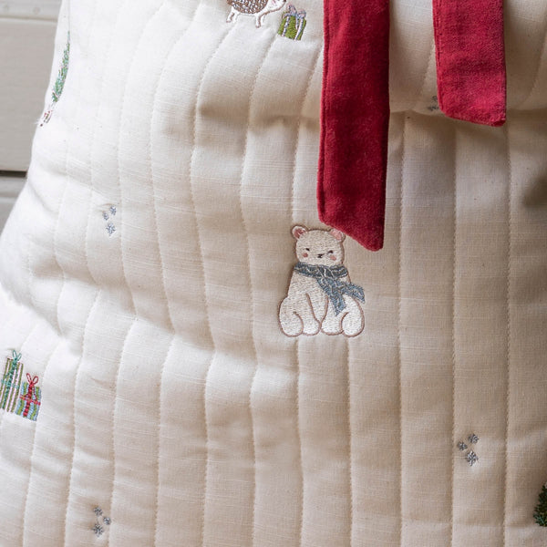 Polar Bear Embroidered Christmas Present Sack