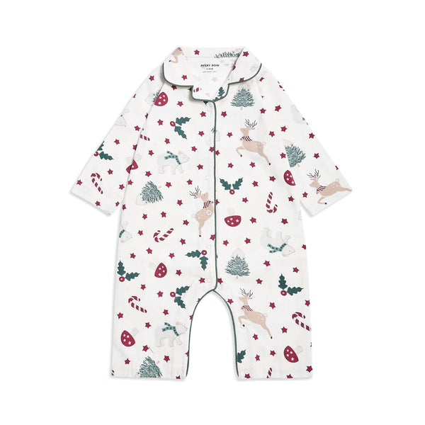 Organic Cotton Flannel Christmas Baby Sleepsuit (Christmas Carousel)
