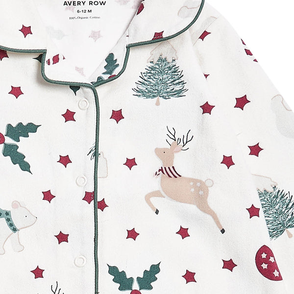 Organic Cotton Flannel Christmas Baby Sleepsuit (Christmas Carousel)