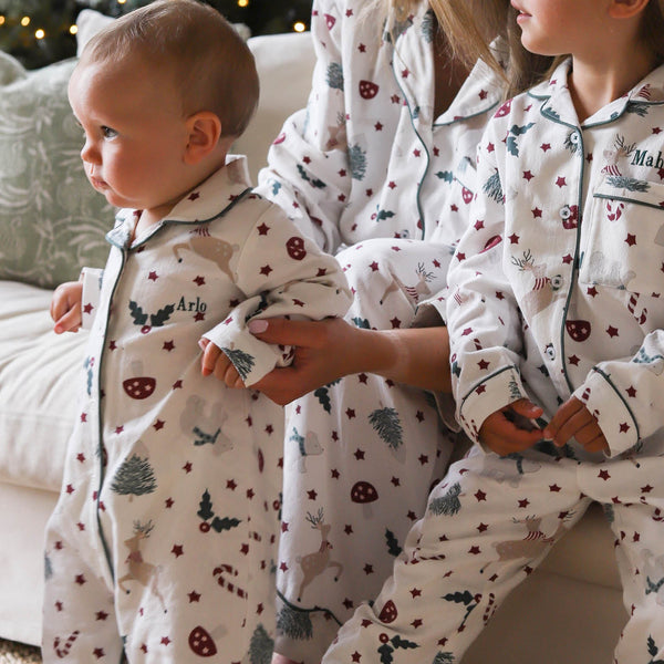Organic Cotton Flannel Christmas Baby Sleepsuit (Christmas Carousel)