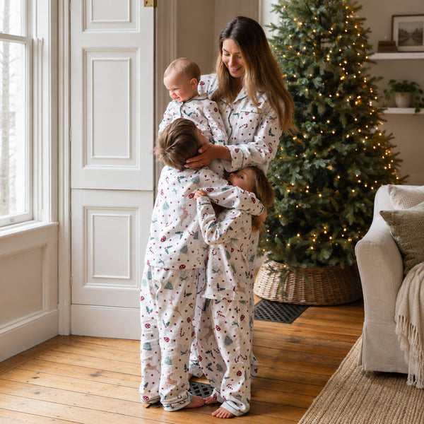 Organic Cotton Flannel Christmas Baby Sleepsuit (Christmas Carousel)