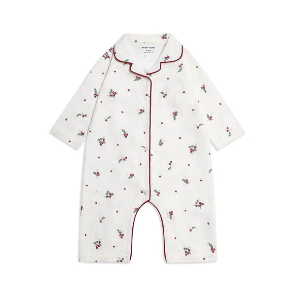 Organic Cotton Flannel Christmas Baby Sleepsuit (Holly Scatter)