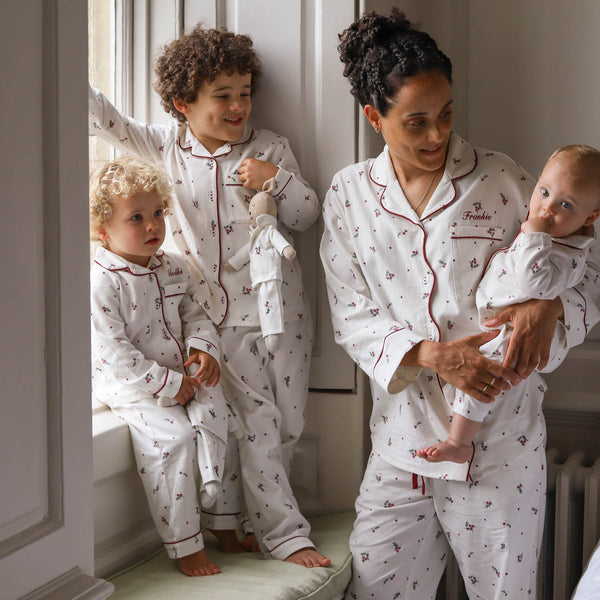 Organic Cotton Flannel Christmas Baby Sleepsuit (Holly Scatter)