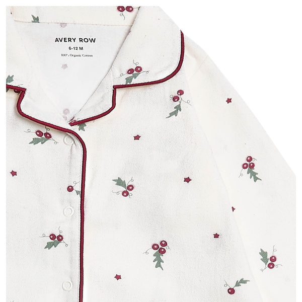 Organic Cotton Flannel Christmas Baby Sleepsuit (Holly Scatter)