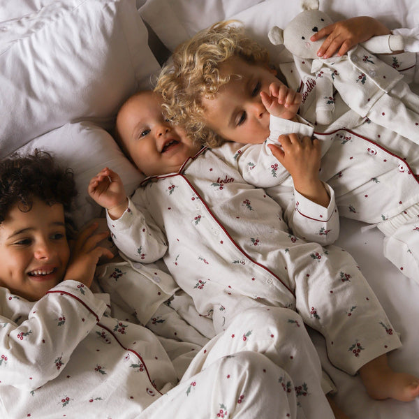 Organic Cotton Flannel Christmas Baby Sleepsuit (Holly Scatter)