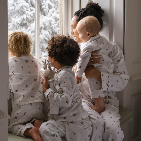 Organic Cotton Flannel Christmas Baby Sleepsuit (Holly Scatter)