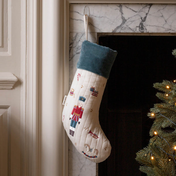 Nutcracker Embroidered Christmas Present Stocking