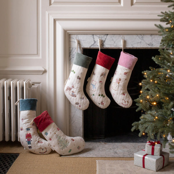 Nutcracker Embroidered Christmas Present Stocking