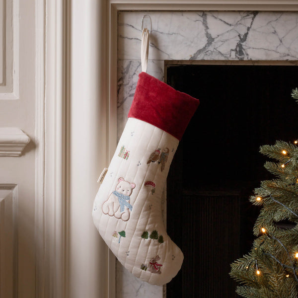 Polar Bear Embroidered Christmas Present Stocking