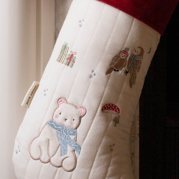 Polar Bear Embroidered Christmas Present Stocking
