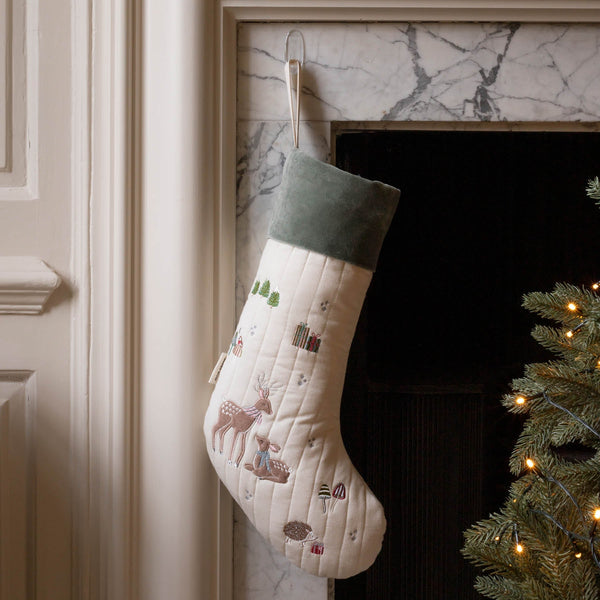 Reindeer Embroidered Christmas Present Stocking