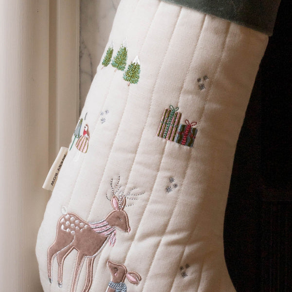 Reindeer Embroidered Christmas Present Stocking
