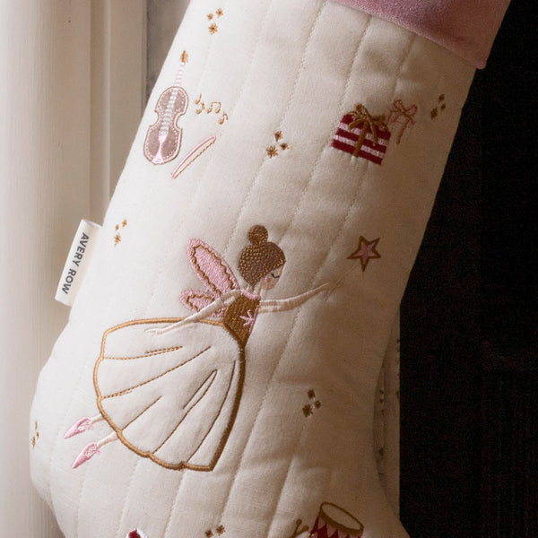 Sugar Plum Fairy Embroidered Christmas Present Stocking